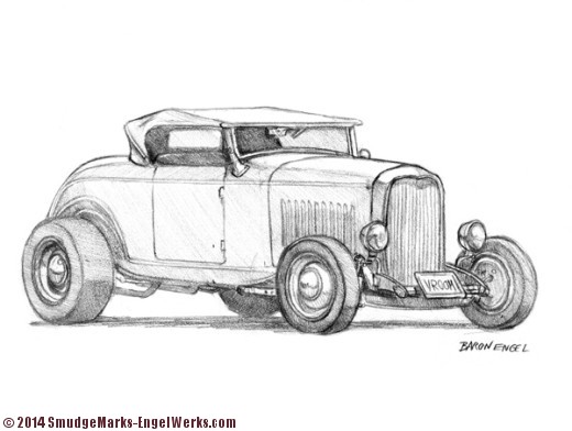 1932 Ford Hot Rod Sketch – Smudge Marks & Engel Werks